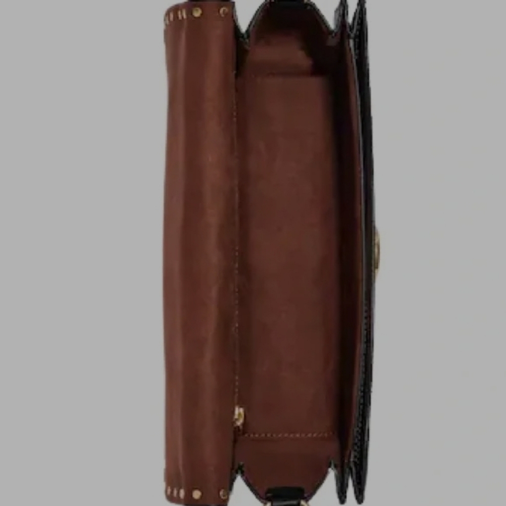 NWT Coach Morgan Black Brown Signature Canvas Gold Stud Rivets Shoulder Bag - Picture 4 of 7